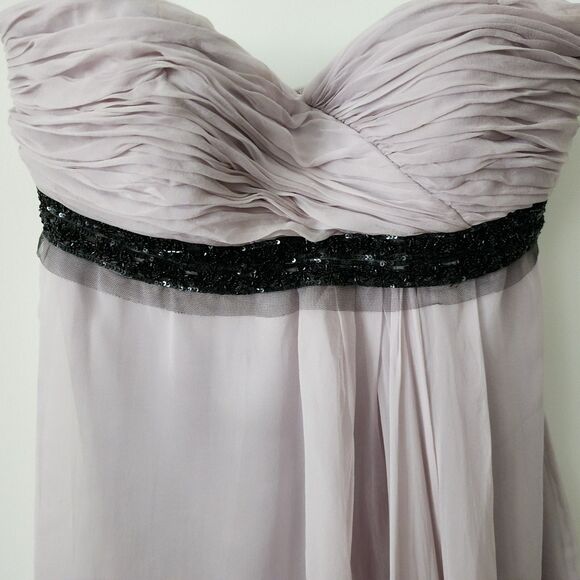 Marchesa Notte Womens Strapless Evening Dress Mauve Chiffon Asymmetric **FLAWS** - Picture 2 of 16